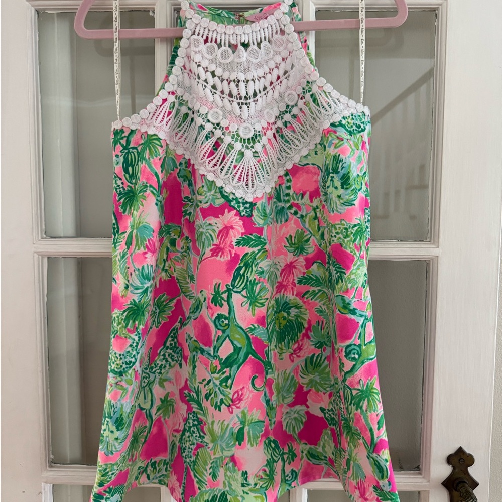 Lilly Pulitzer Vibrant Pink and Green Mini Dress